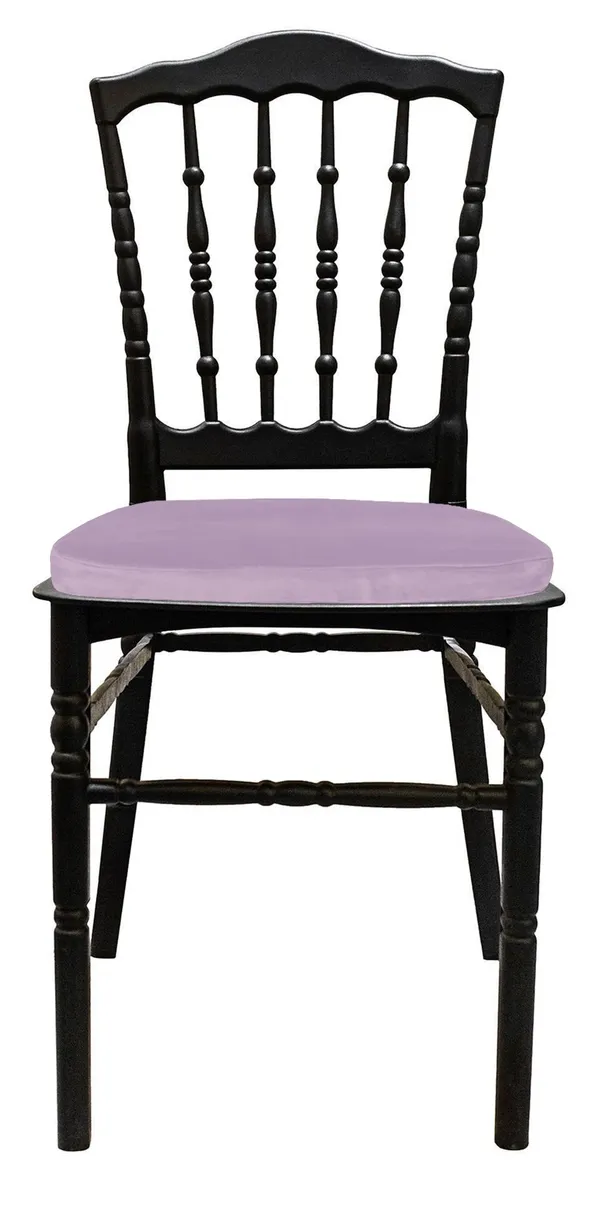 Стул черный УНИСОН с лиловой бархатной подушкой #425/426