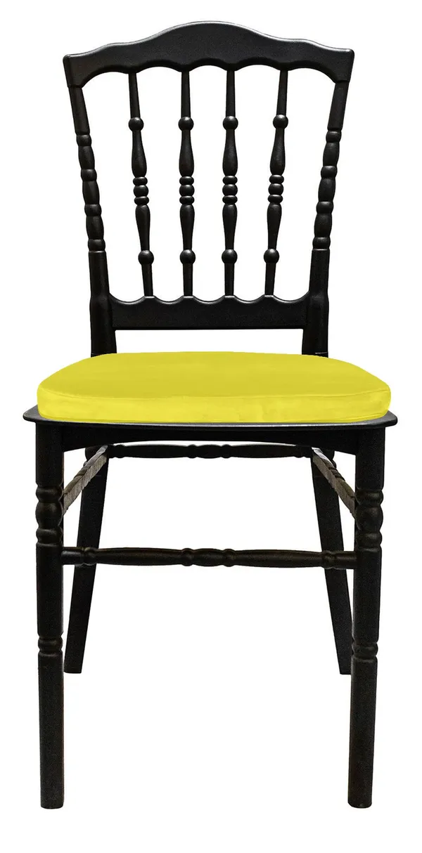 Стул черный УНИСОН с лимонной бархатной подушкой #314