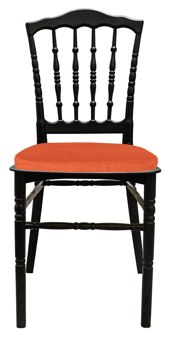 Стул черный УНИСОН с тыквенной бархатной подушкой #320