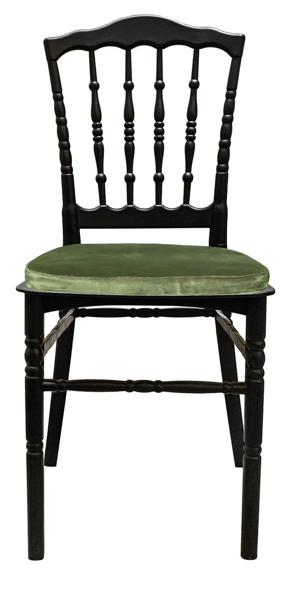 Стул черный УНИСОН с зеленой бархатной подушкой #315