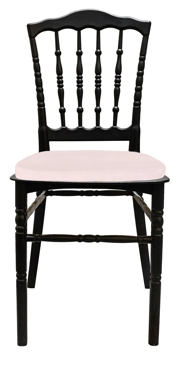 Стул черный УНИСОН с жемчужно-розовой бархатной подушкой #303