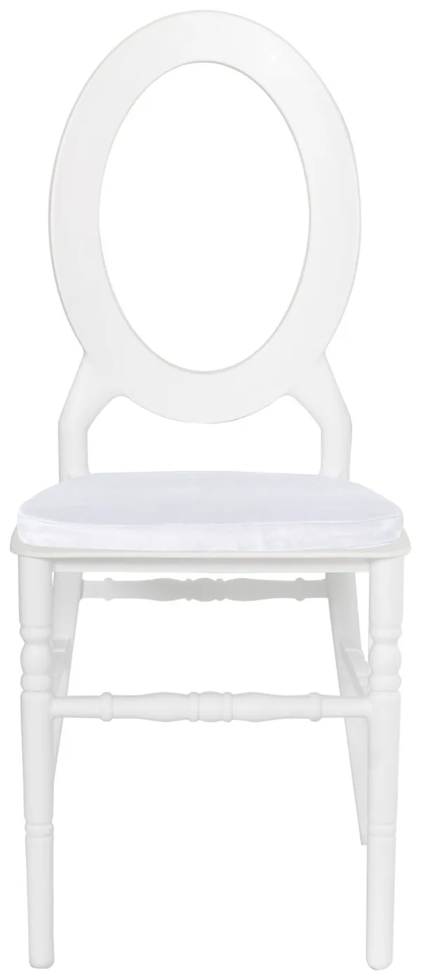 Стул ДОМИНГО белый с белой бархатной подушкой #301