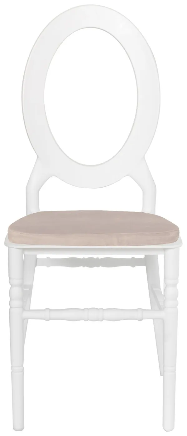 Стул ДОМИНГО белый с бежевой бархатной подушкой #403