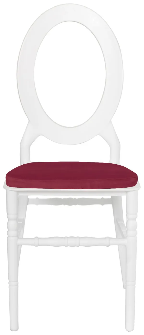 Стул ДОМИНГО белый с бордовой бархатной подушкой #427