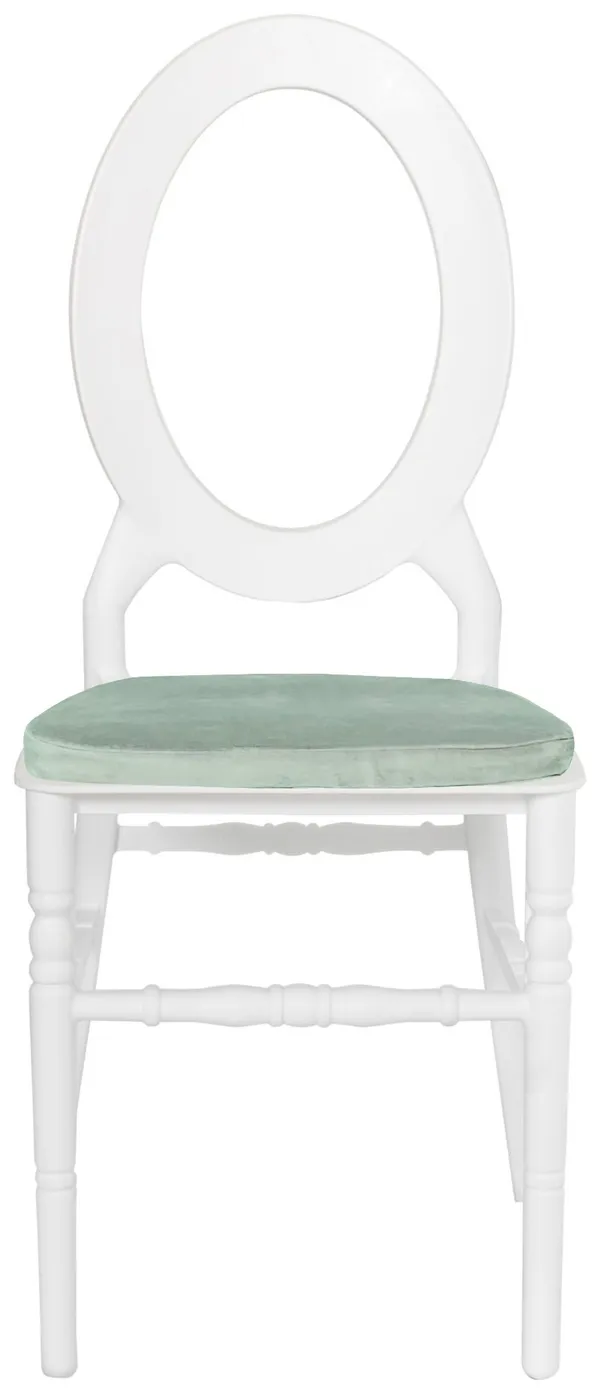 Стул ДОМИНГО белый с эвкалиптовой бархатной подушкой #312