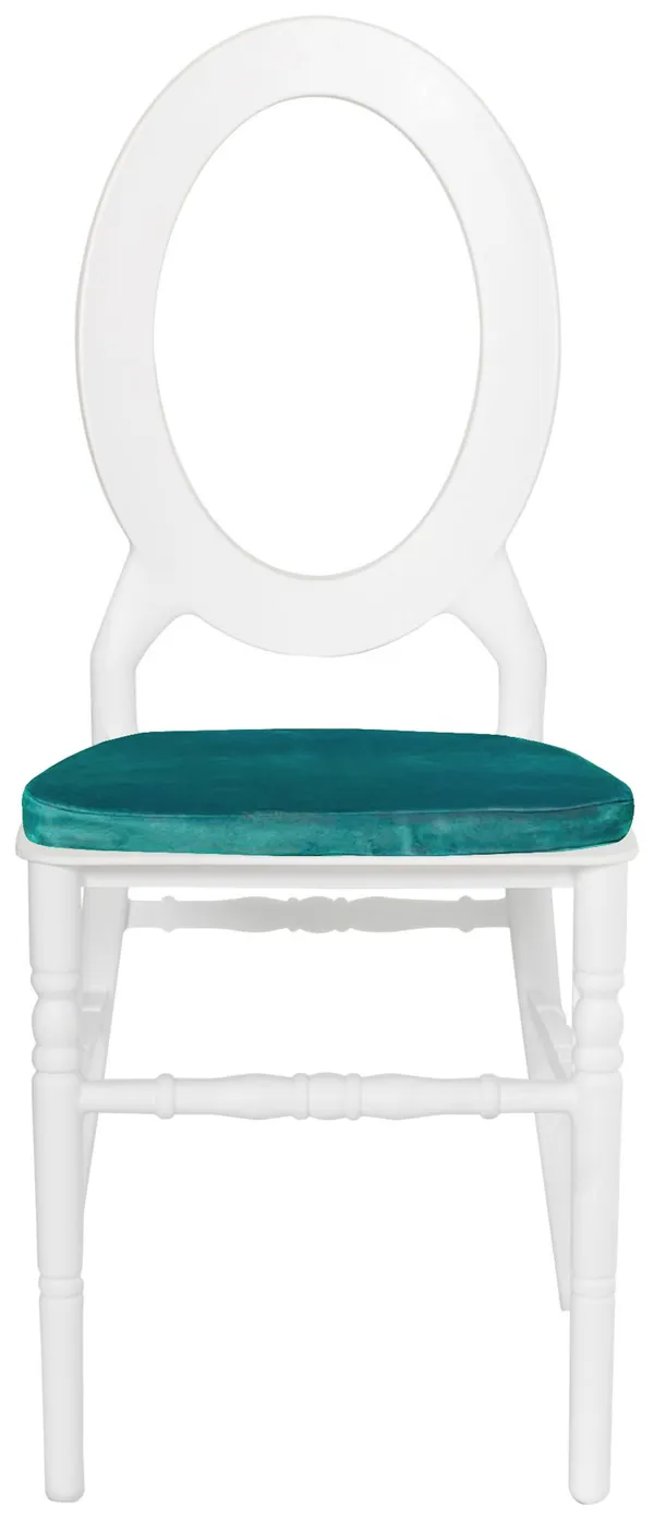 Стул ДОМИНГО белый с изумрудной бархатной подушкой #335