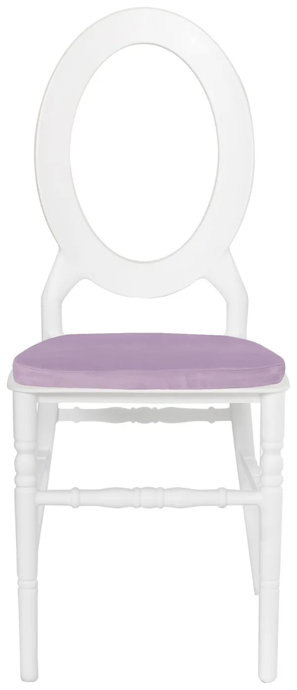 Стул ДОМИНГО белый с лиловой бархатной подушкой #425/426