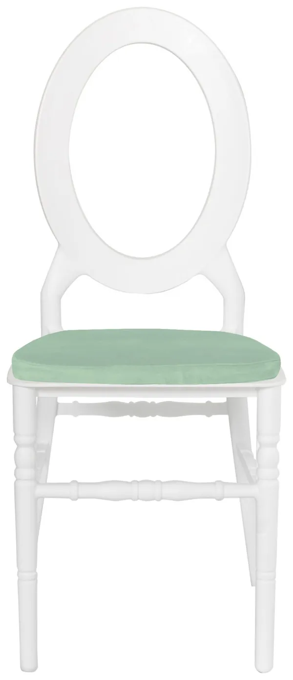 Стул ДОМИНГО белый с папоротниковой бархатной подушкой #412