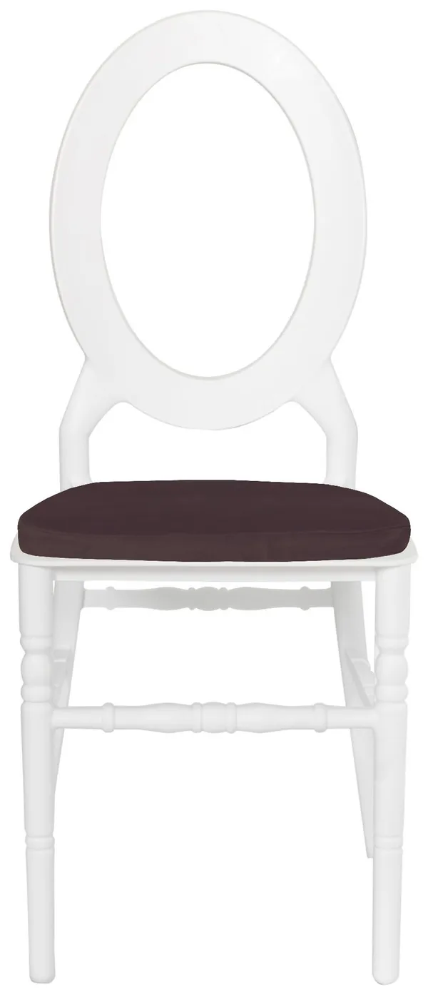 Стул ДОМИНГО белый с шоколадной бархатной подушкой #329/338