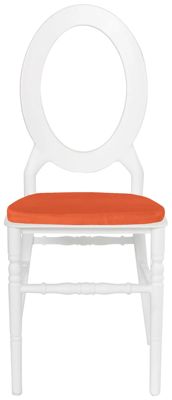 Стул ДОМИНГО белый с тыквенной бархатной подушкой #320