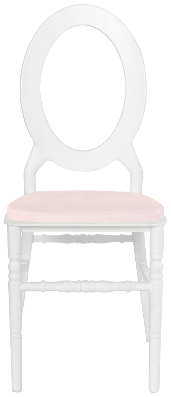 Стул ДОМИНГО белый с жемчужно-розовой бархатной подушкой #303