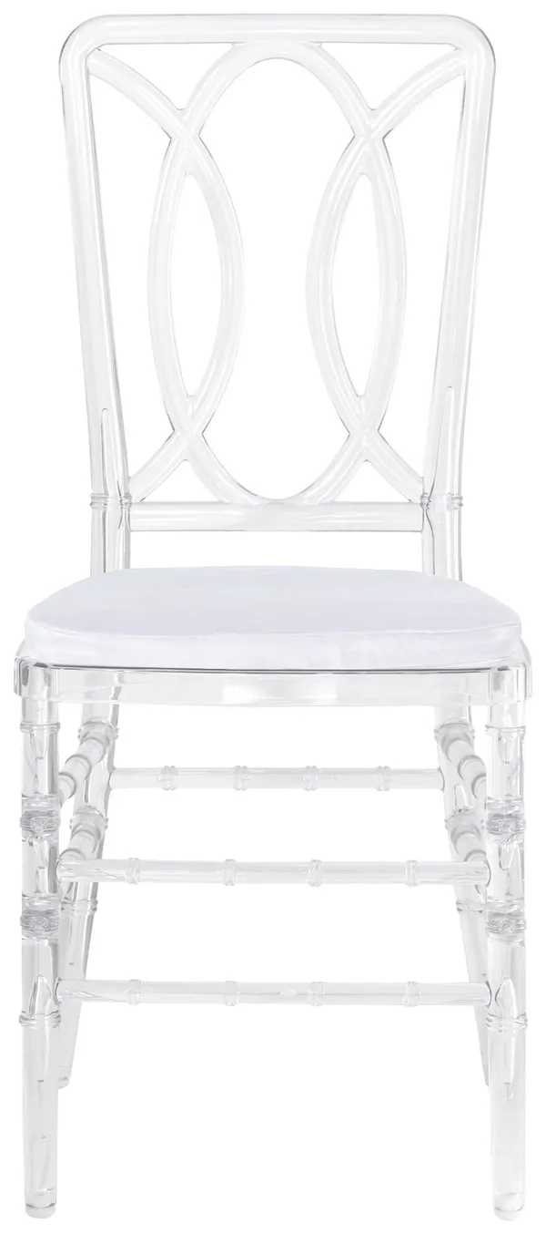 Стул ХЭМПСОН прозрачный с белой бархатной подушкой #301