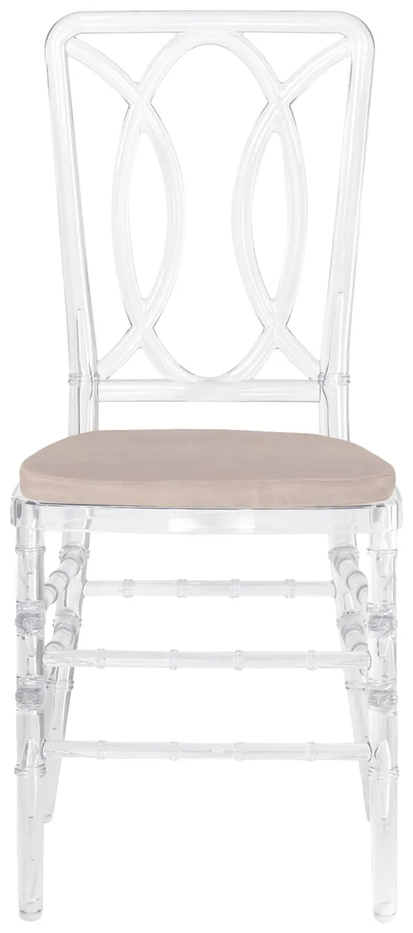 Стул ХЭМПСОН прозрачный с бежевой бархатной подушкой #403/402