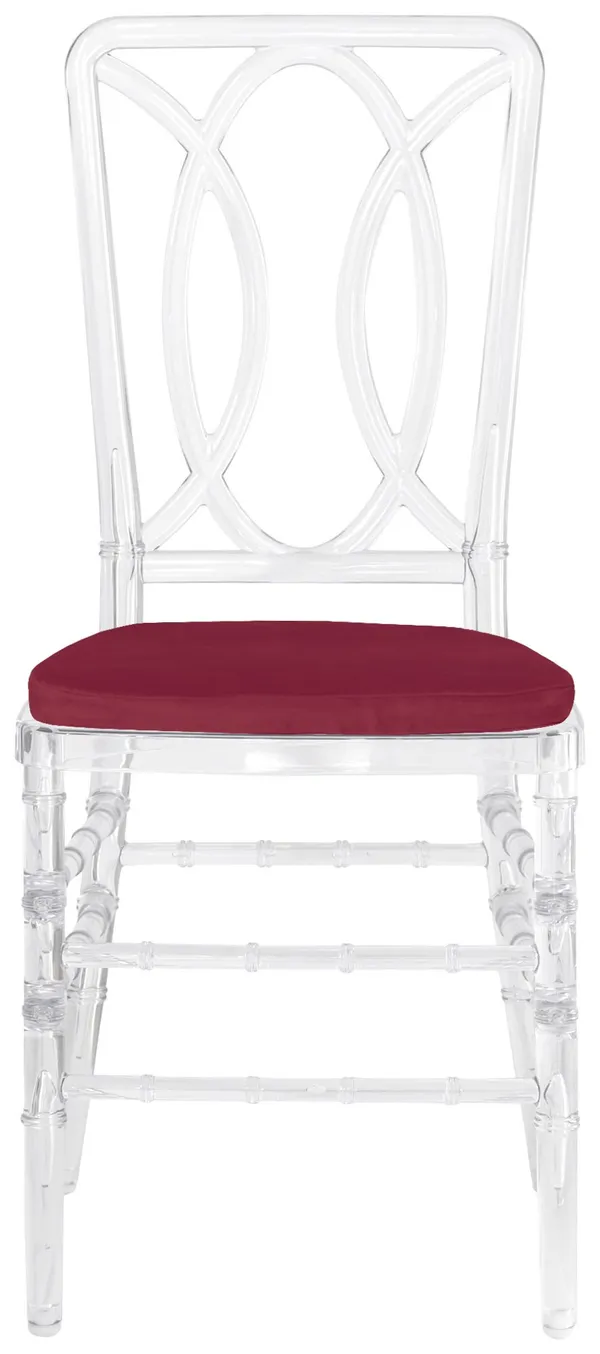 Стул ХЭМПСОН прозрачный с бордовой бархатной подушкой #427