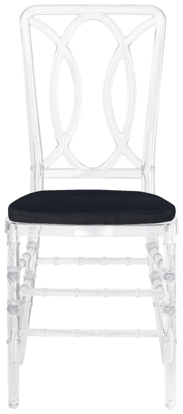 Стул ХЭМПСОН прозрачный с черной бархатной подушкой #330