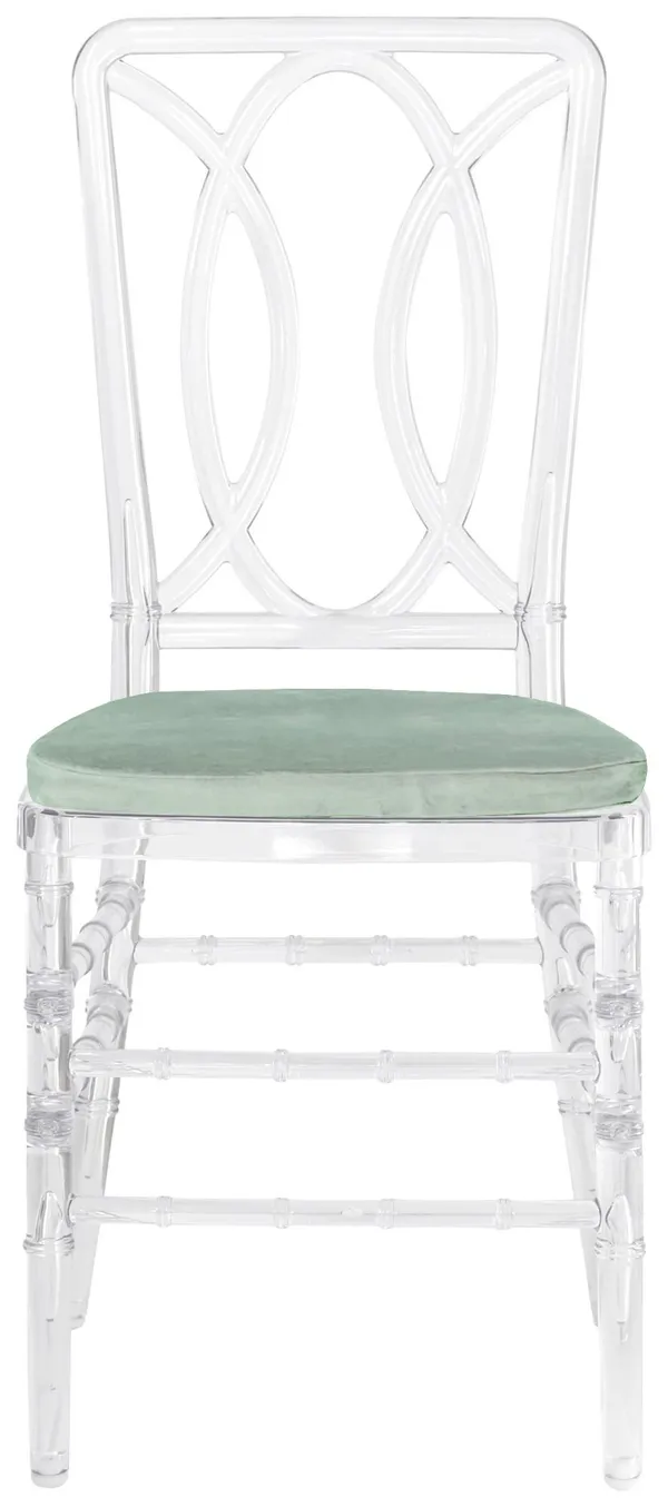 Стул ХЭМПСОН прозрачный с эвкалиптовой бархатной подушкой #312