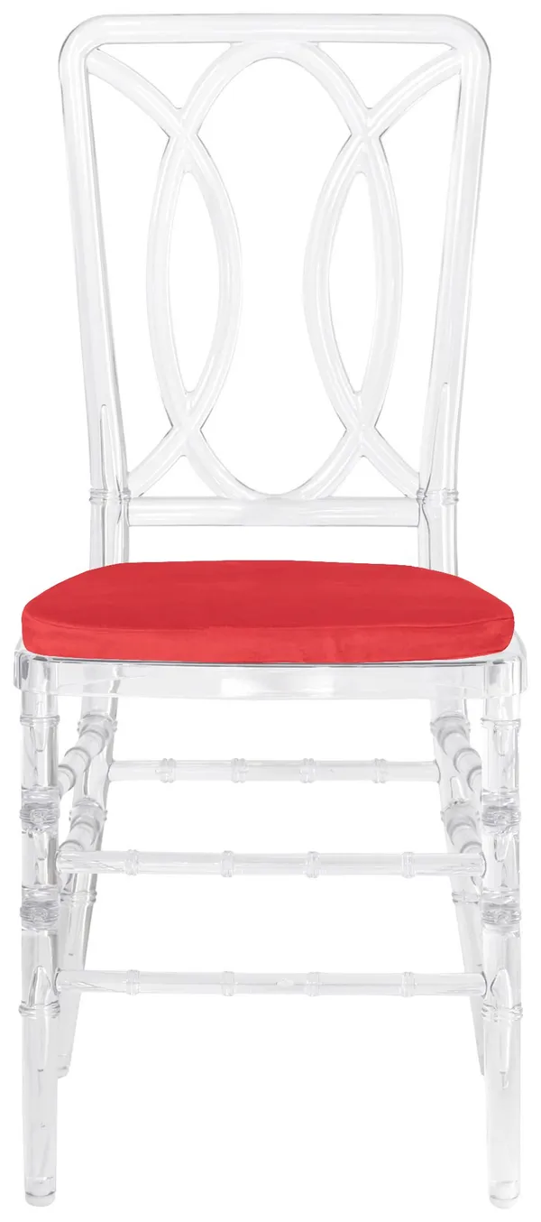 Стул ХЭМПСОН прозрачный с красной бархатной подушкой #323
