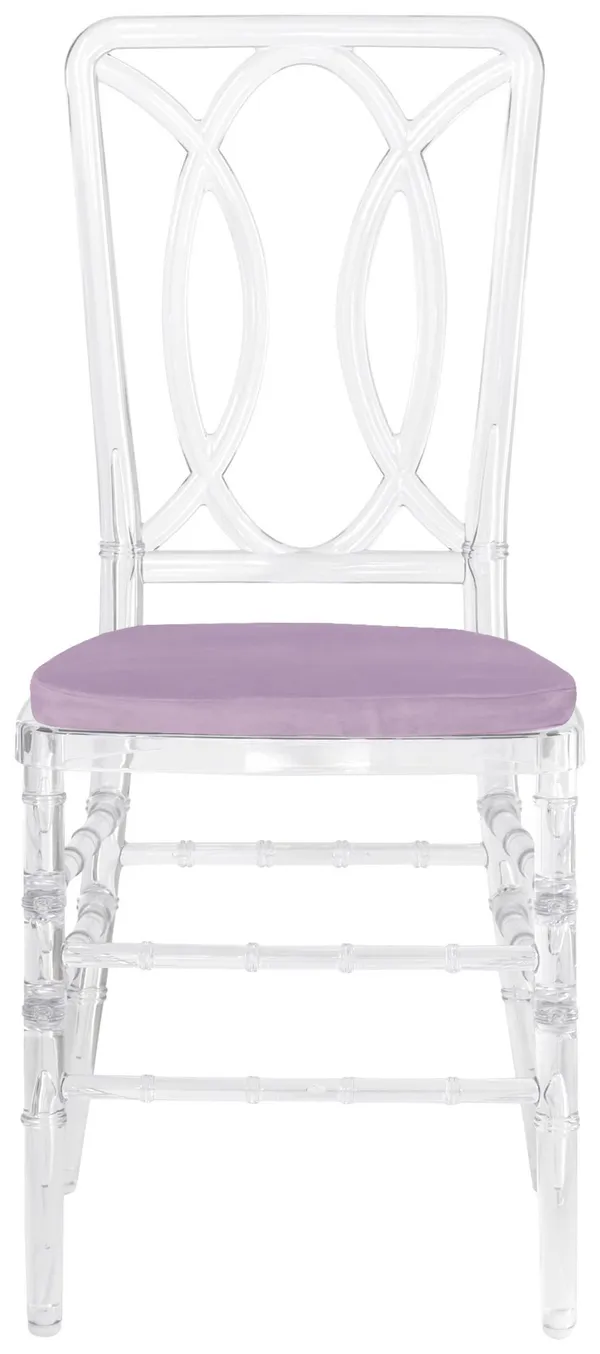 Стул ХЭМПСОН прозрачный с лиловой бархатной подушкой #425/426
