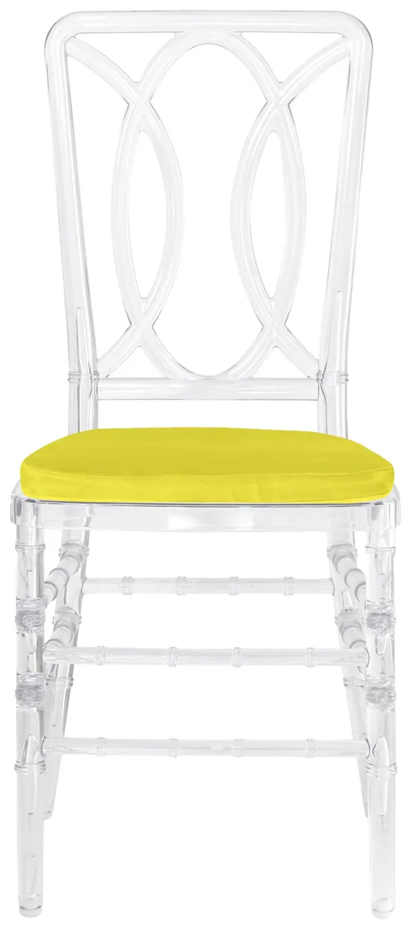 Стул ХЭМПСОН прозрачный с лимонной бархатной подушкой #314