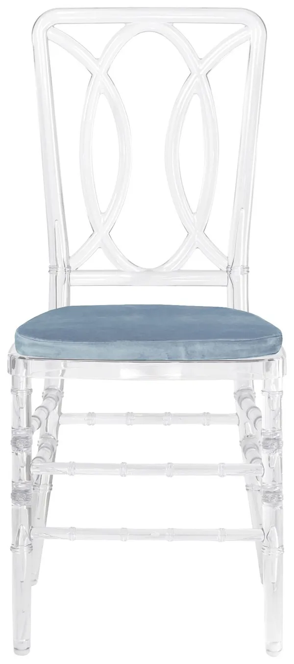 Стул ХЭМПСОН прозрачный с серо-голубой бархатной подушкой #307