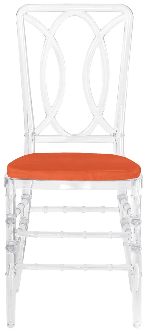Стул ХЭМПСОН прозрачный с тыквенной бархатной подушкой #320