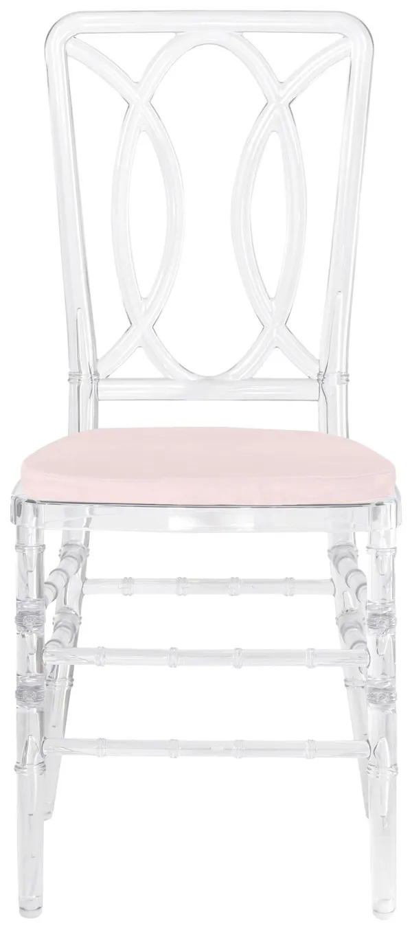 Стул ХЭМПСОН прозрачный с жемчужно-розовой бархатной подушкой #303