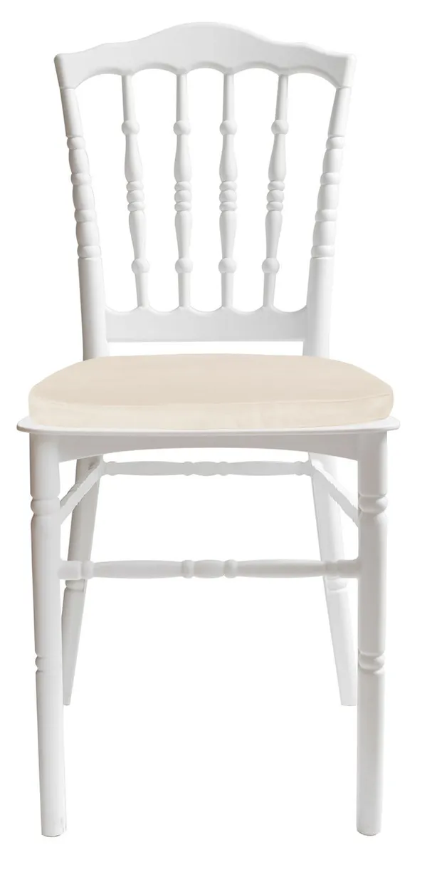 Стул белый УНИСОН со светло-бежевой бархатной подушкой #439