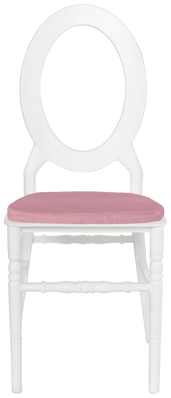 Стул ДОМИНГО белый с розовой бархатной подушкой #304
