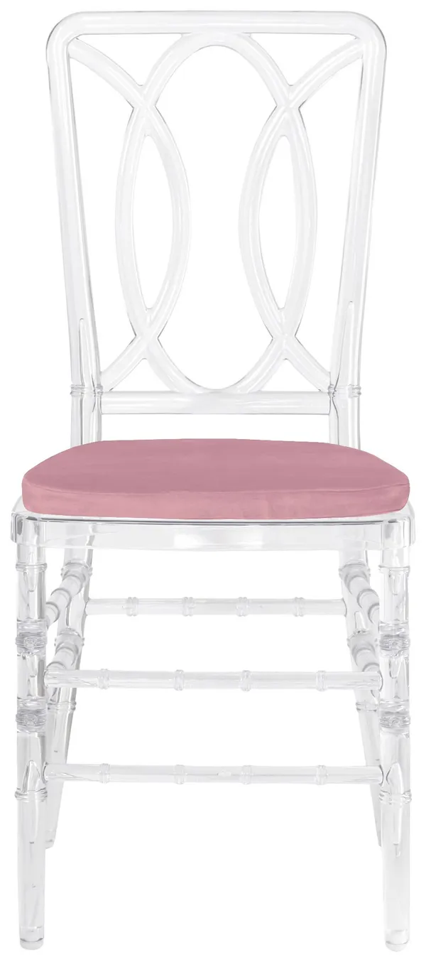 Стул ХЭМПСОН прозрачный с розовой бархатной подушкой #304