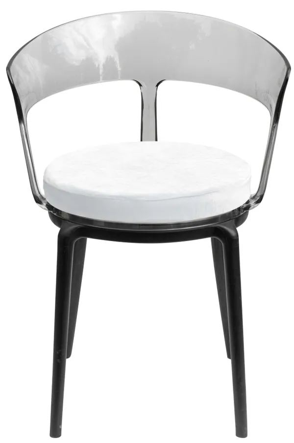 Стул дымчатый РУФФО с белой бархатной подушкой #301