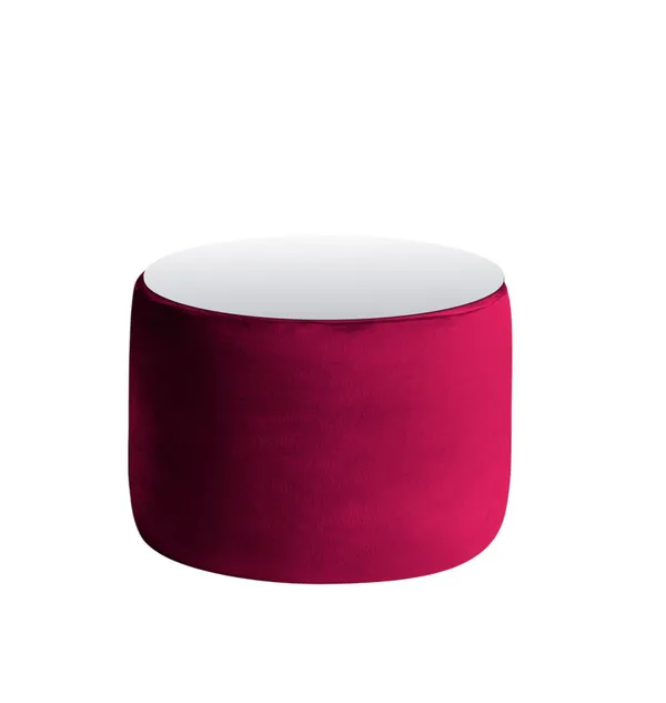 Пуф-стол малый НОРМАН бордовый с зеркальной столешницей #325