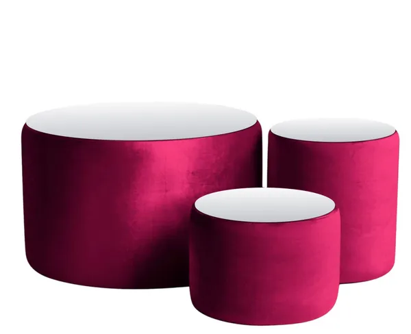 Пуфы-столы НОРМАН бордовые – набор из 3 #325