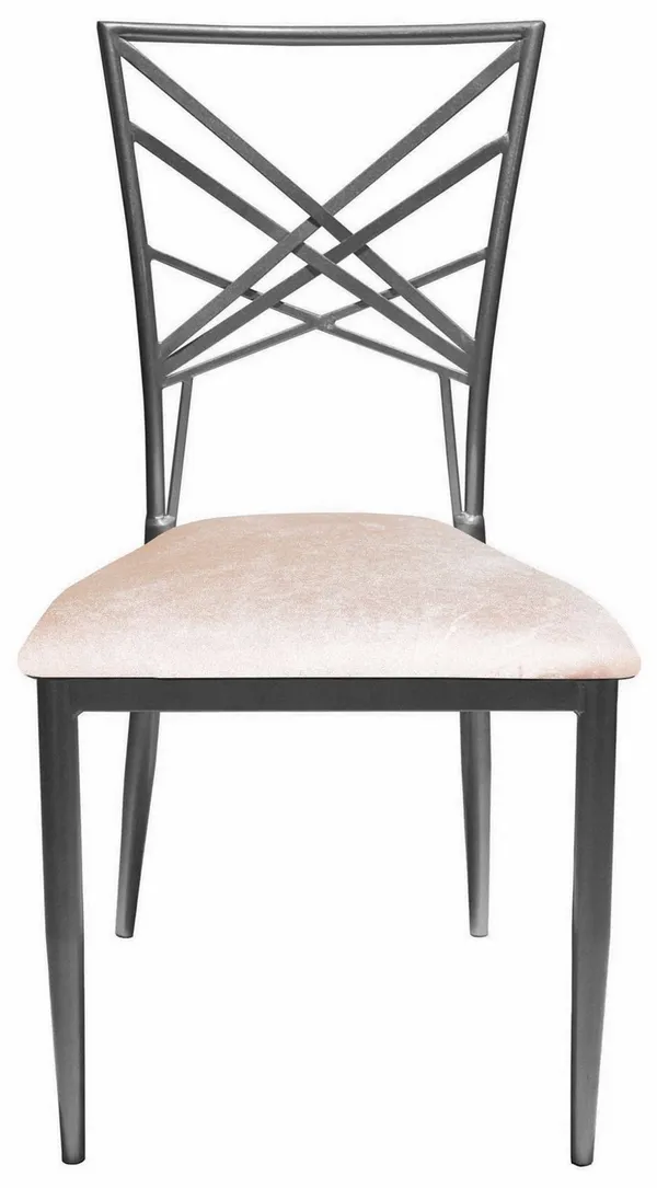 Стул серебряный ОКТАВА жемчужно-розовый бархатный #303