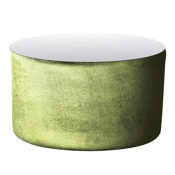 НОРМАН зелёный бархат с зеркальной столешницей — элегантный пуф-стол для праздничных зон