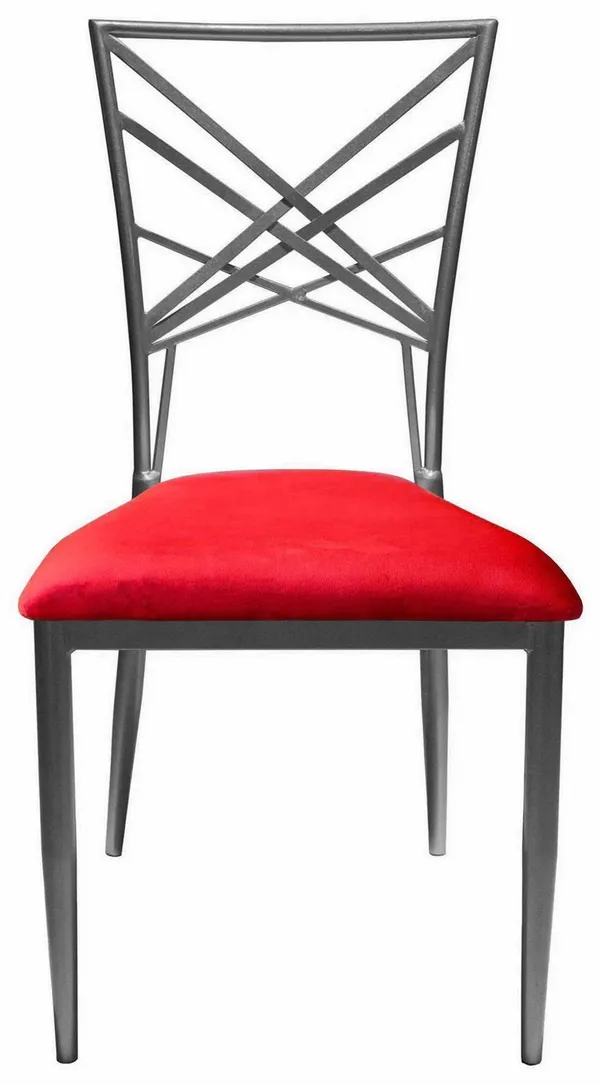 Стул серебряный ОКТАВА красный бархатный #323