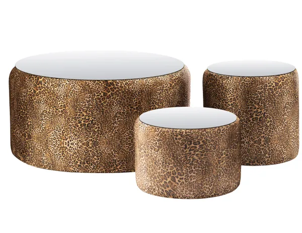 Пуфы-столы НОРМАН леопардовые – набор из 3 #331
