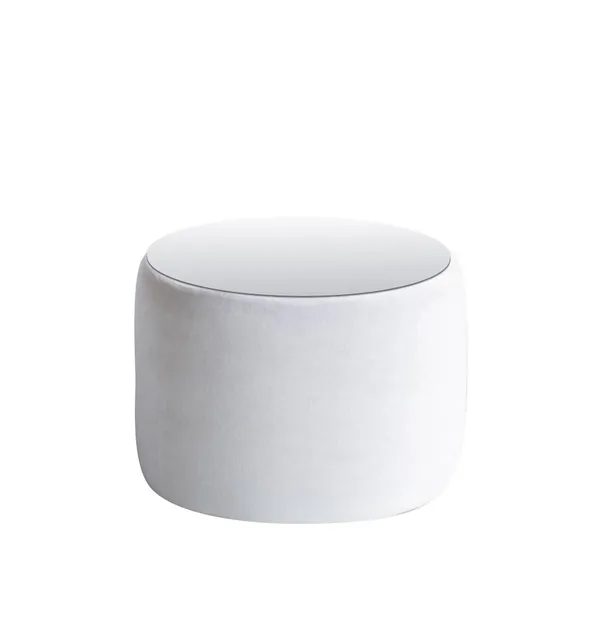 Пуф-стол малый НОРМАН белый с зеркальной столешницей #301