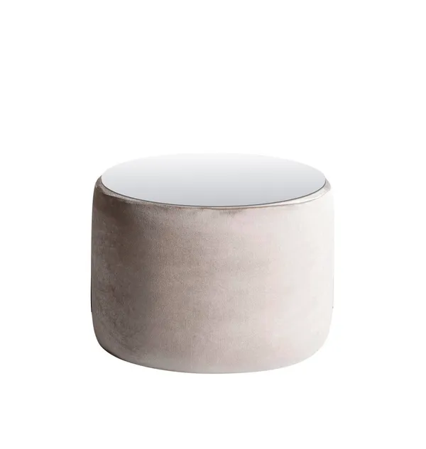 Пуф-стол малый НОРМАН бежевый с зеркальной столешницей #403