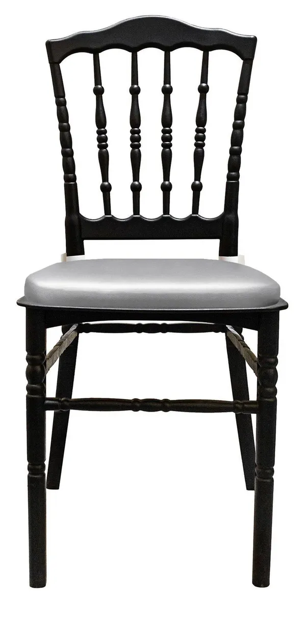 Стул черный УНИСОН с серебряной подушкой #811