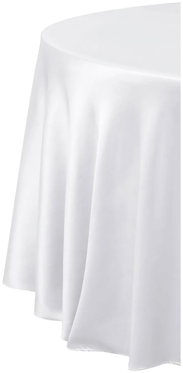 Скатерть НОТА круглая атласная белая в аренду | Go Rent