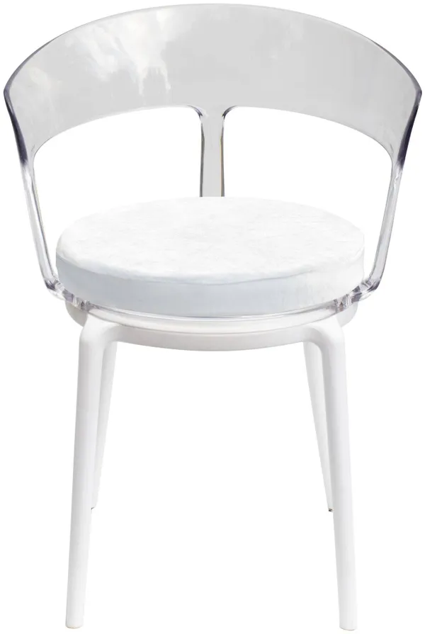 Аренда стул РУФФО прозрачный с белой бархатной подушкой | Go Rent