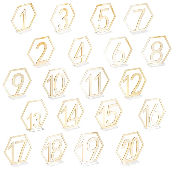 Номерки для стола золотые ЭРБ - комплект 1-20
