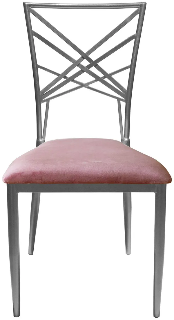 Стул серебряный ОКТАВА розовый бархатный #304/438