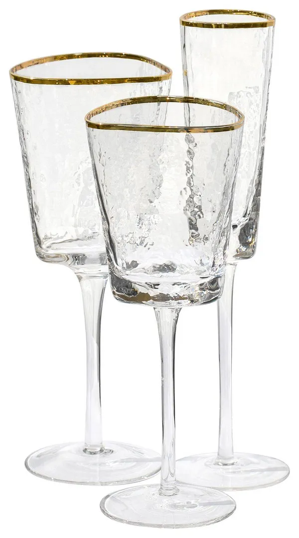 ЭВАНС бокалы прозрачные с золотым кантом - набор из 3