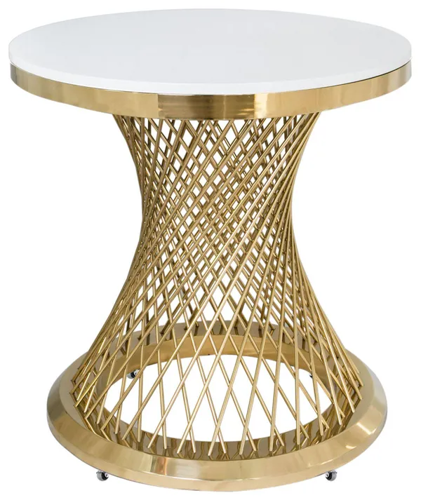 Стол для торта ГЕРОЛЬД на колёсиках бело-золотого цвета