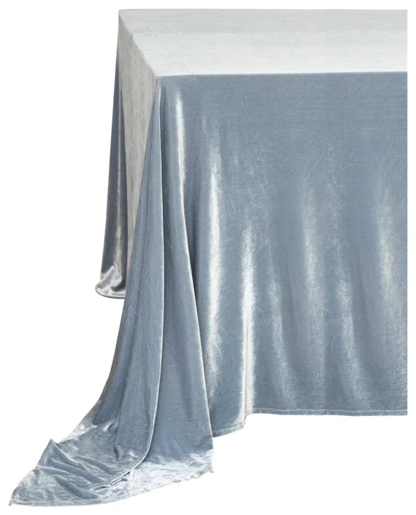 Скатерть бархатная прямоугольная ИЛЕР серо-голубая #307