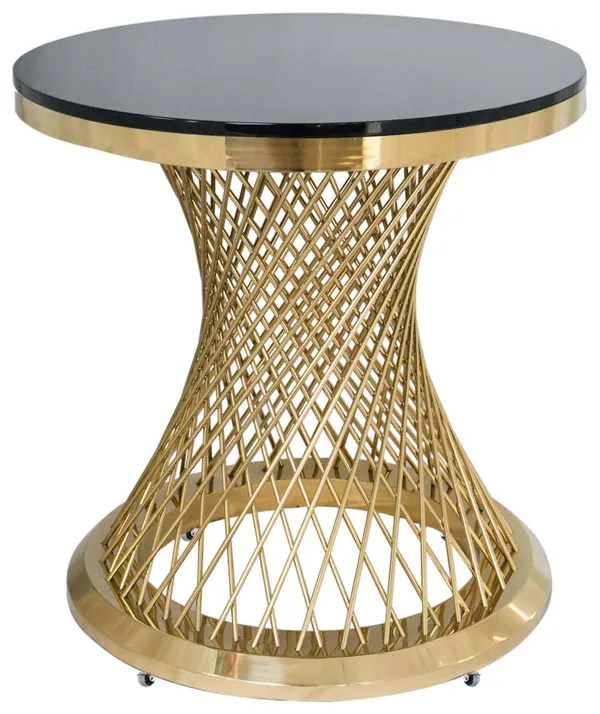 Стол для торта ГЕРОЛЬД на колёсиках черно-золотого цвета