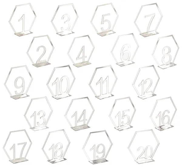 Номерки для стола серебряные ЭРБ - комплект 1-20