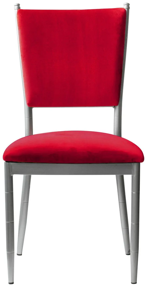 Стул серебряный БРЭМ красный бархатный #323