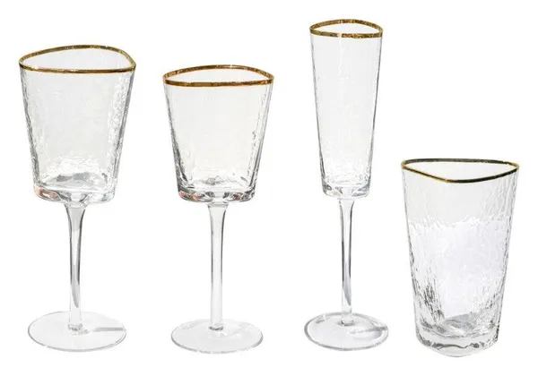 ЭВАНС бокалы прозрачные с золотым кантом – набор из 4